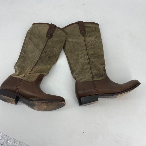 Frye Shoes - Frye Melissa Button Boots Canvas & Leather